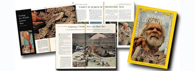 Louis Leakey was featured many times by National Geographic magazine. 