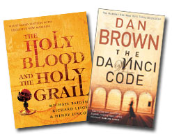 Book covers of The Da Vinci Code and Holy Blood, Holy Grail