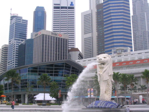 Singapore lion fountain statue