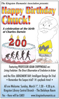 A Canadian organization promoting their own events to celebrate Charles Darwin’s birthday.