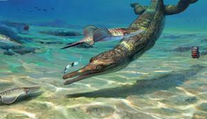 Marine crocodile on Jurassic coast of England